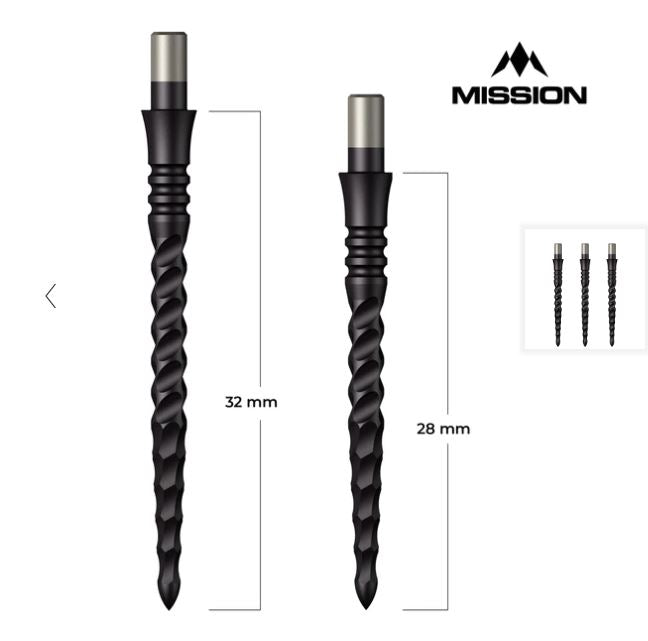 Mission Sniper Points - Steel Tip - Precision Spare Points - Lunar CS - Black