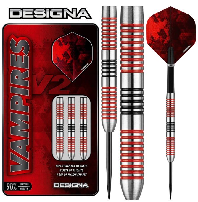 Designa Vampires V2 Darts | M2 | Jeu de fléchettes à pointe en acier | 21 g (D0604 Designa Vampires V2 Darts | M2 | Jeu de fléchettes à pointe en acier | 21 g (D0604
