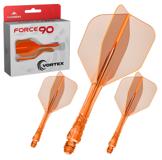 Mission Force 90 Vortex - Moulded Flight and Shaft - Small No6 Flight - Clear Orange