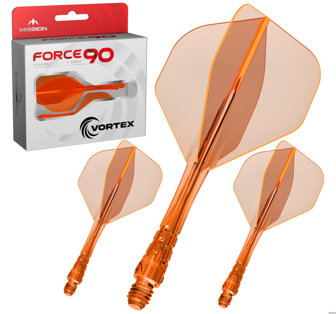 Mission Force 90 Vortex - Moulded Flight &amp; Shaft - Standard No2 - Clear Neon Orange