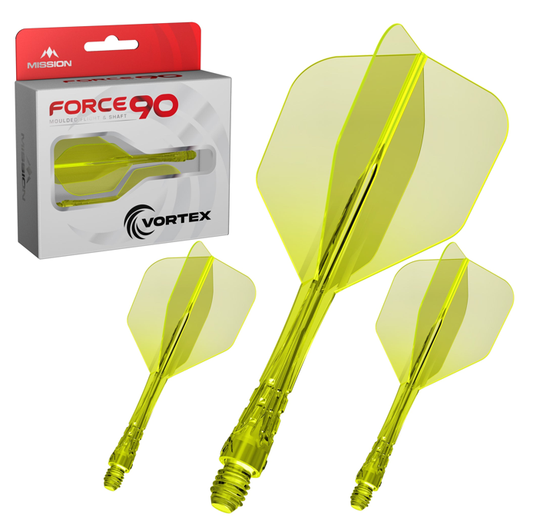 Mission Force 90 Vortex - Moulded Flight and Shaft - Small No6 Flight - Clear Yellow